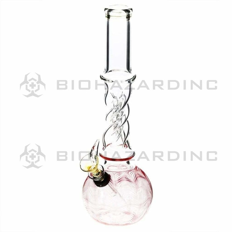 Biohazard Inc Glass Bong 10" Twist Water Pipe w/ Slide - Red Rake