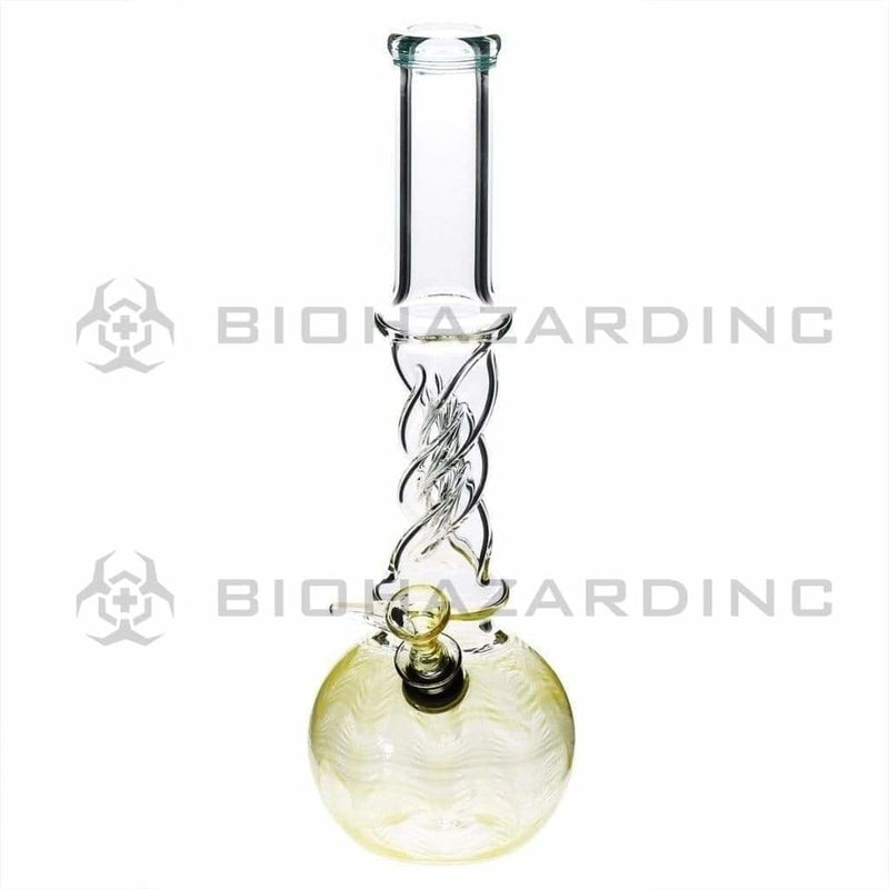 Biohazard Inc Glass Bong 10" Twist Water Pipe w/ Slide - Yellow Rake