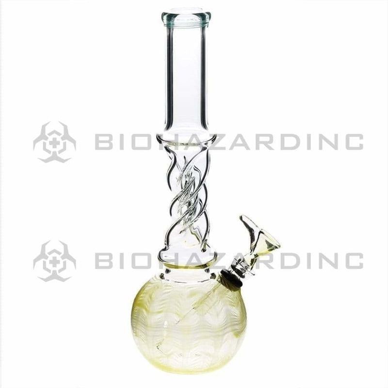 Biohazard Inc Glass Bong 10" Twist Water Pipe w/ Slide - Yellow Rake