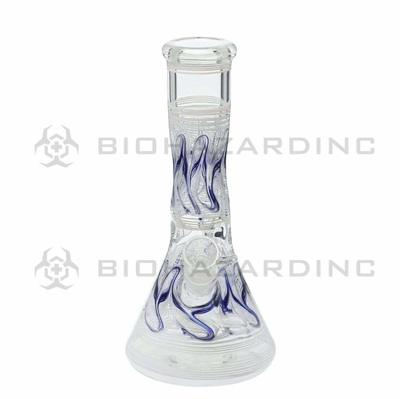 Biohazard Inc Glass Bong 10" Wrap & Rake White Beaker Waterpipe - 50mm x 5mm