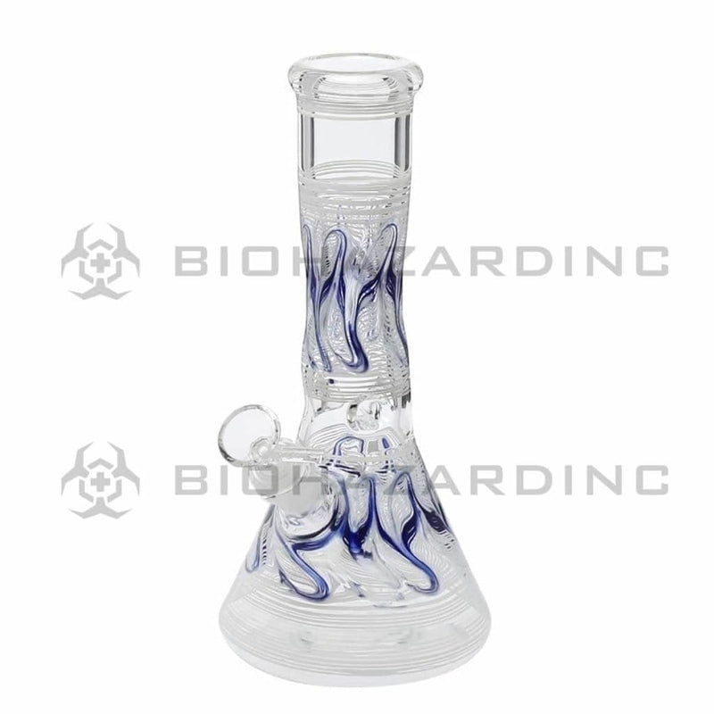 Biohazard Inc Glass Bong 10" Wrap & Rake White Beaker Waterpipe - 50mm x 5mm