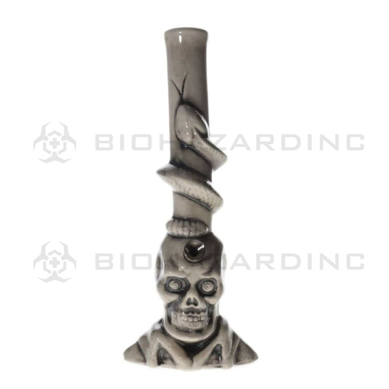 Biohazard Inc Ceramic Bong 11" Large Skull w/ Snake Ceramic Waterpipe