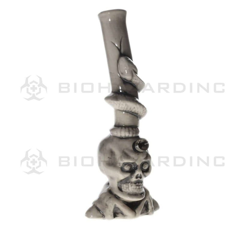 Biohazard Inc Ceramic Bong 11" Large Skull w/ Snake Ceramic Waterpipe