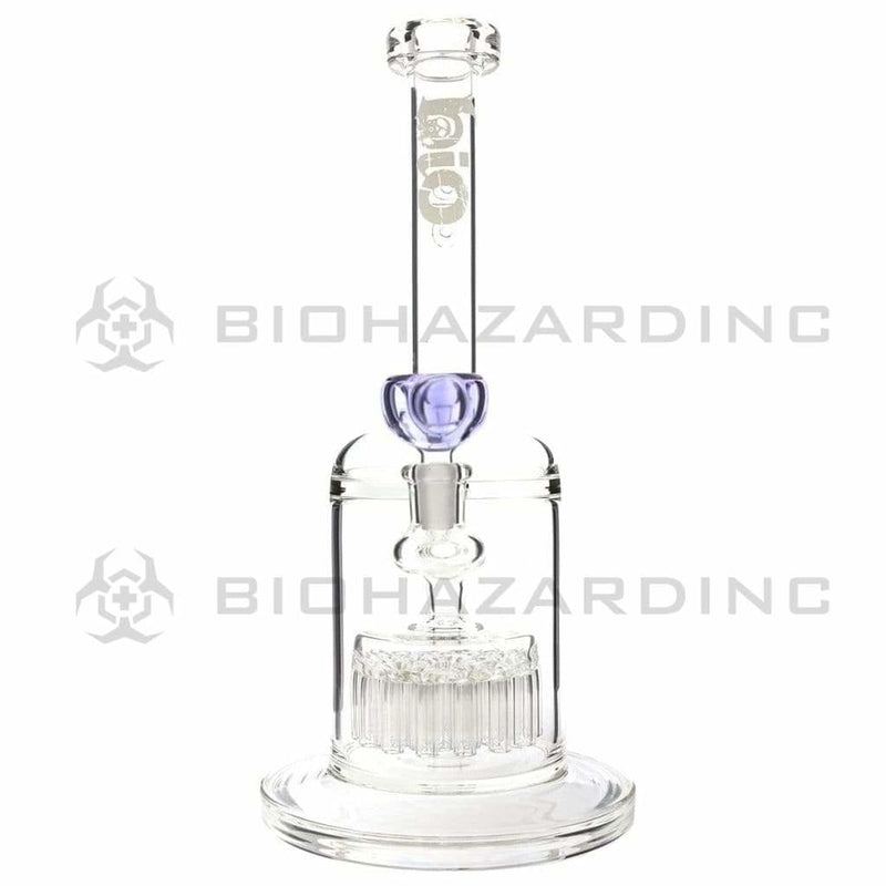 Bio Glass Glass Bong 12" 37 Arm Percolator Stemless Waterpipe - Purple Logo