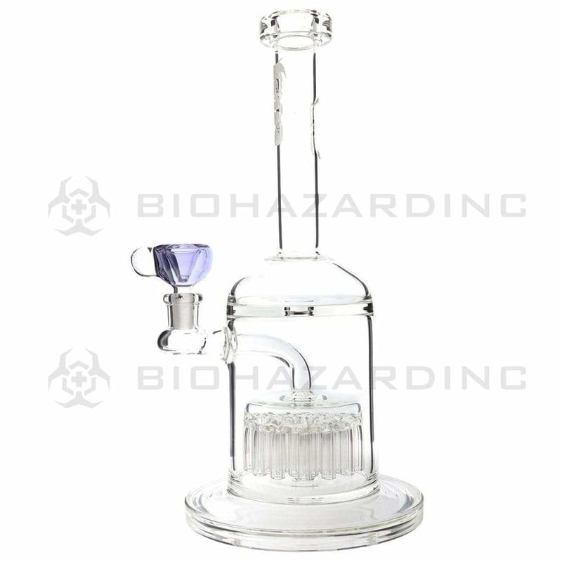 Bio Glass Glass Bong 12" 37 Arm Percolator Stemless Waterpipe - Purple Logo