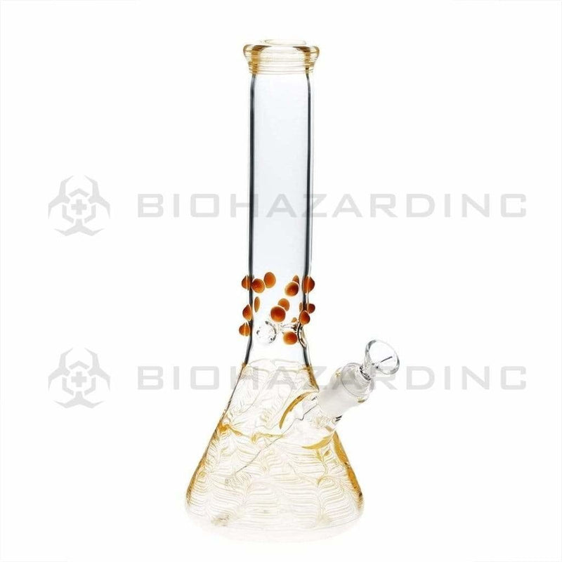 Biohazard Inc Glass Bong 12" Beaker Water Pipe w/ Marbles - Yellow Rake