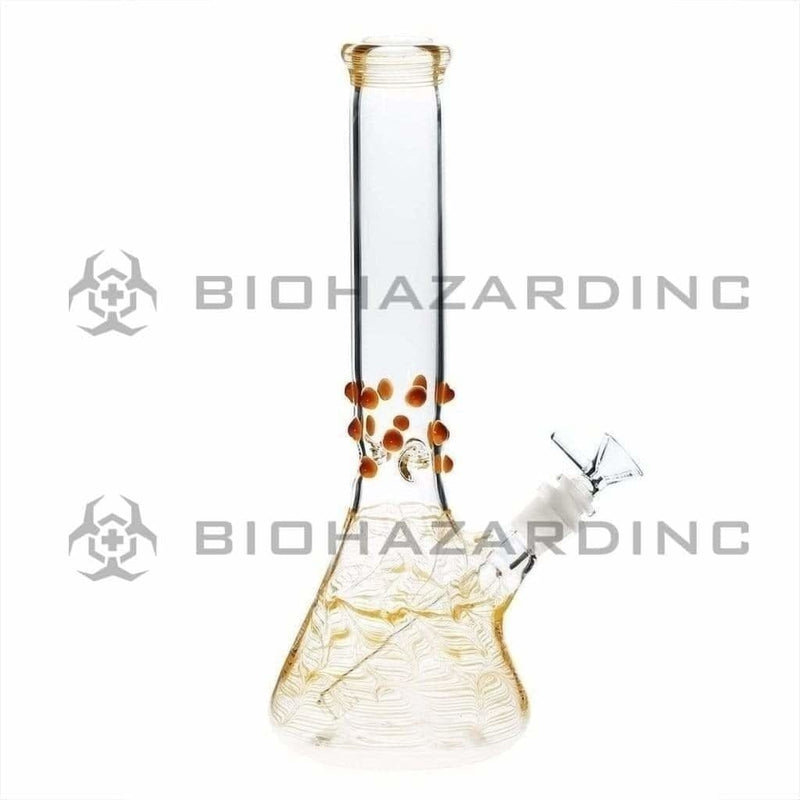 Biohazard Inc Glass Bong 12" Beaker Water Pipe w/ Marbles - Yellow Rake