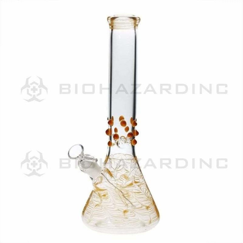 Biohazard Inc Glass Bong 12" Beaker Water Pipe w/ Marbles - Yellow Rake