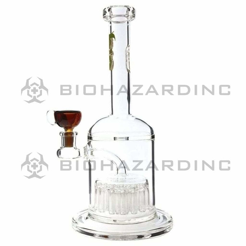 Bio Glass Glass Bong 12" BIO 37 Arm Tree Percolator Stemless Waterpipe - Amber Logo