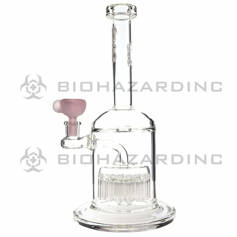 Bio Glass Glass Bong 12" BIO 37 Arm Tree Percolator Stemless Waterpipe - Pink Logo