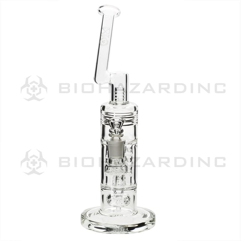 Bio Glass Glass Dab Rig 12" BIO Bubbler Circ / Quad Pillar - Black Logo