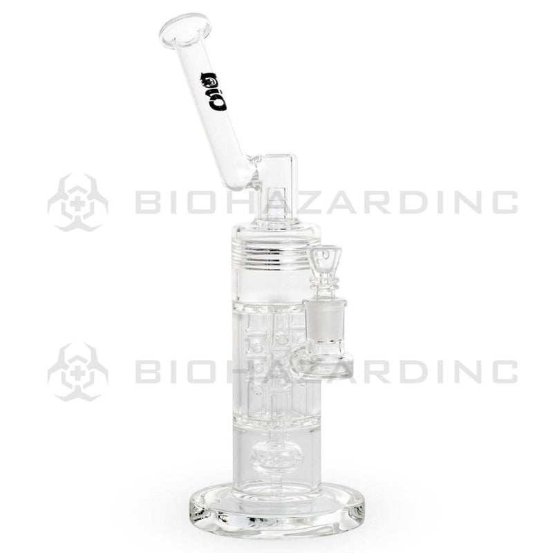 Bio Glass Glass Dab Rig 12" BIO Bubbler Circ / Quad Pillar - Black Logo