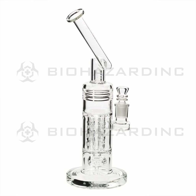 Bio Glass Glass Bong 12" BIO Bubbler Circ / Quad Pillar - Silver Logo