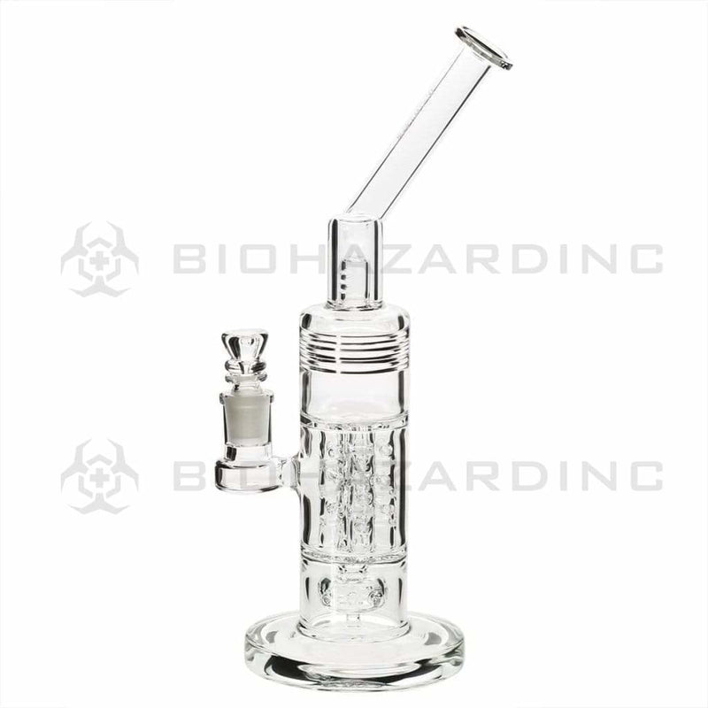 Bio Glass Glass Bong 12" BIO Bubbler Circ / Quad Pillar - Silver Logo