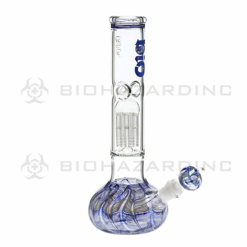 Bio Glass Glass Bong 12" BIO Flat Bubble Water Pipe - Blue Rake