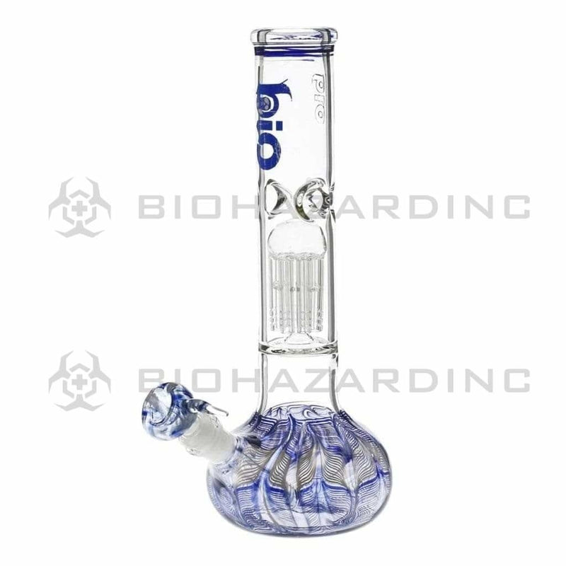 Bio Glass Glass Bong 12" BIO Flat Bubble Water Pipe - Blue Rake