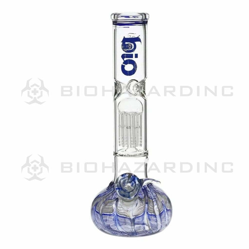 Bio Glass Glass Bong 12" BIO Flat Bubble Water Pipe - Blue Rake