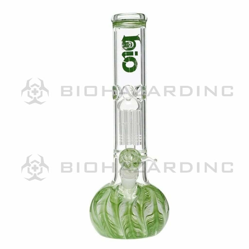 Bio Glass Glass Bong 12" BIO Flat Bubble Water Pipe - Green Rake