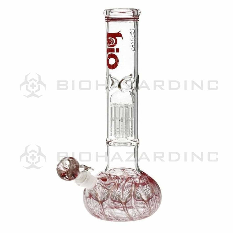 Bio Glass Glass Bong 12" BIO Flat Bubble Water Pipe - Red Rake