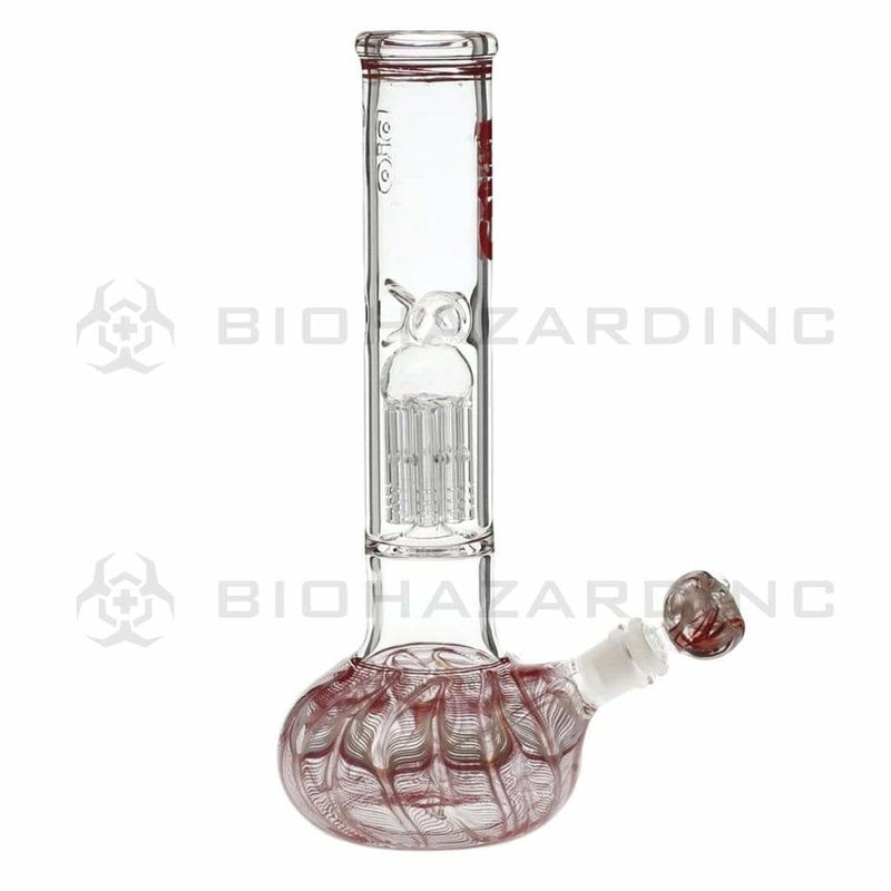 Bio Glass Glass Bong 12" BIO Flat Bubble Water Pipe - Red Rake