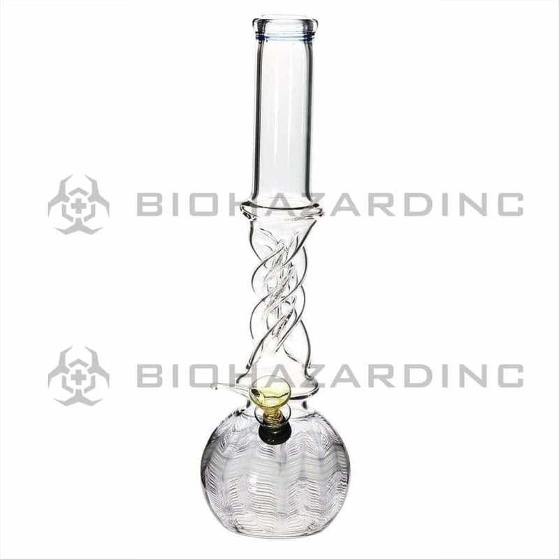 Biohazard Inc Glass Bong 12" Black Wrap & Rake Twist Waterpipe w/ Slider Bowl - 38mm x 4mm