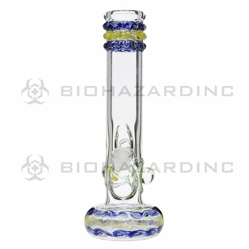 Biohazard Inc Glass Bong 12" Blue Rake Hollowfoot w/ Marbles