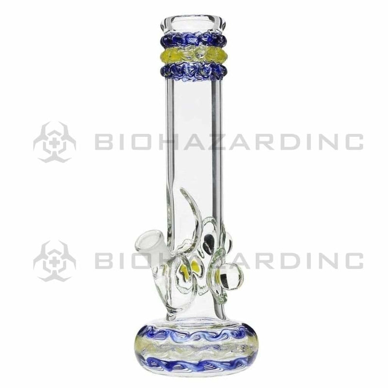 Biohazard Inc Glass Bong 12" Blue Rake Hollowfoot w/ Marbles