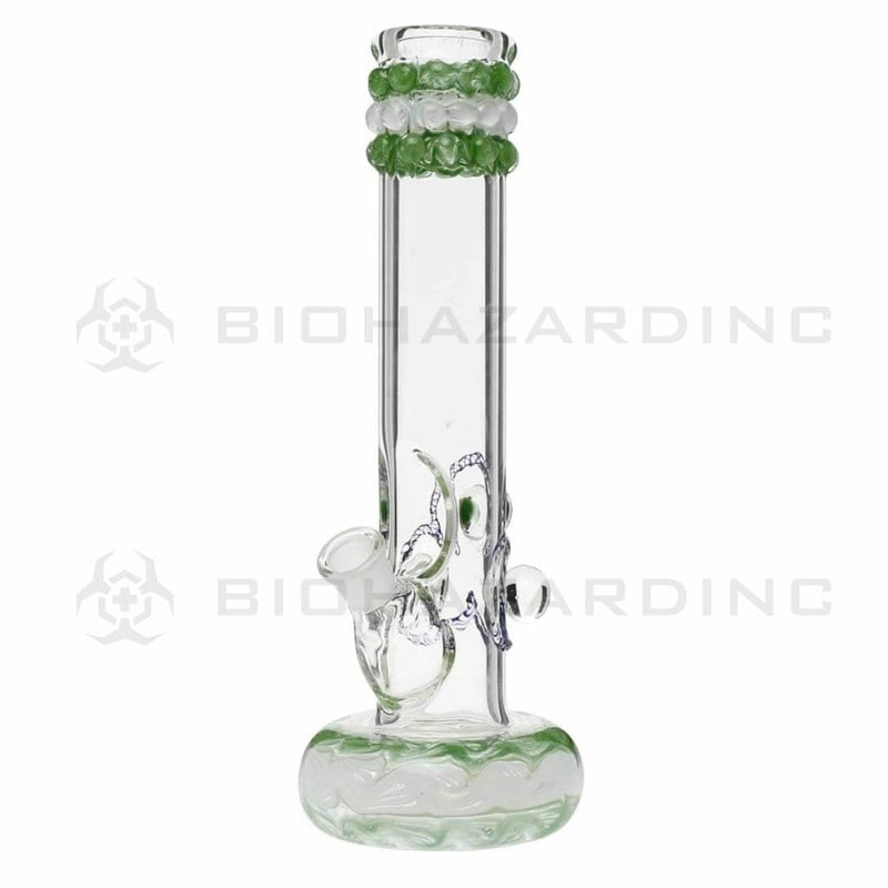 Biohazard Inc Glass Bong 12" Green Rake Hollowfoot w/ Marbles