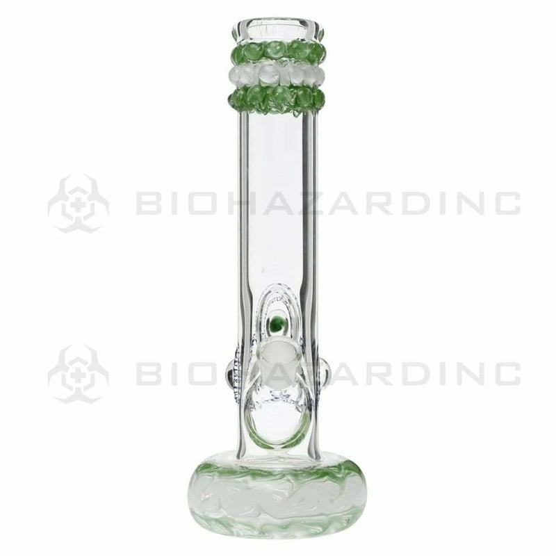 Biohazard Inc Glass Bong 12" Green Rake Hollowfoot w/ Marbles