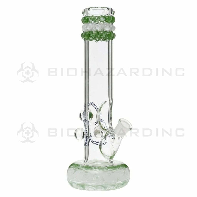 Biohazard Inc Glass Bong 12" Green Rake Hollowfoot w/ Marbles