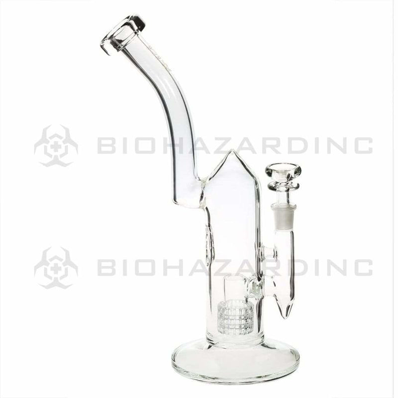 Bio Glass Glass Dab Rig 12" Inline 90 Degree Grid Bubbler 14mm - Clear With BIO Stamp and Gold Logo