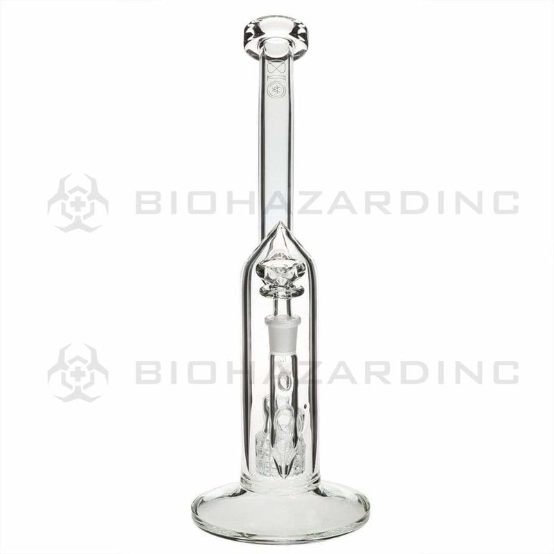 Bio Glass Glass Dab Rig 12" Inline 90 Degree Grid Bubbler 14mm - Clear With BIO Stamp and Gold Logo