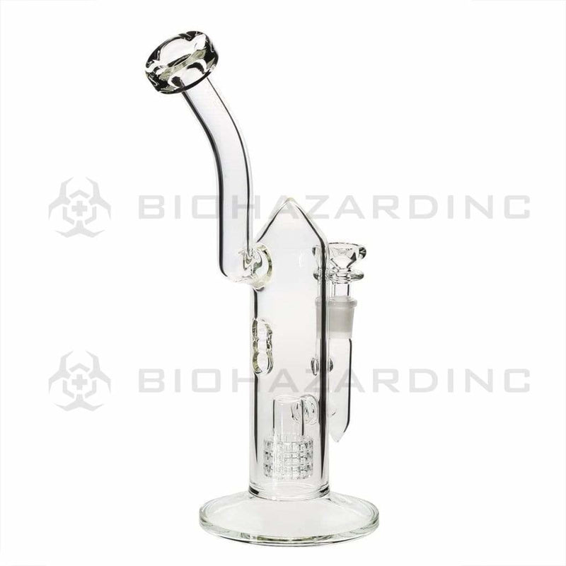 Bio Glass Glass Dab Rig 12" Inline 90 Degree Grid Bubbler 14mm - Clear With BIO Stamp and Silver Logo