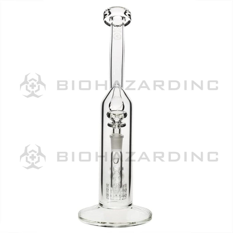 Bio Glass Glass Dab Rig 12" Inline 90 Degree Grid Bubbler 14mm - Clear With BIO Stamp and Silver Logo