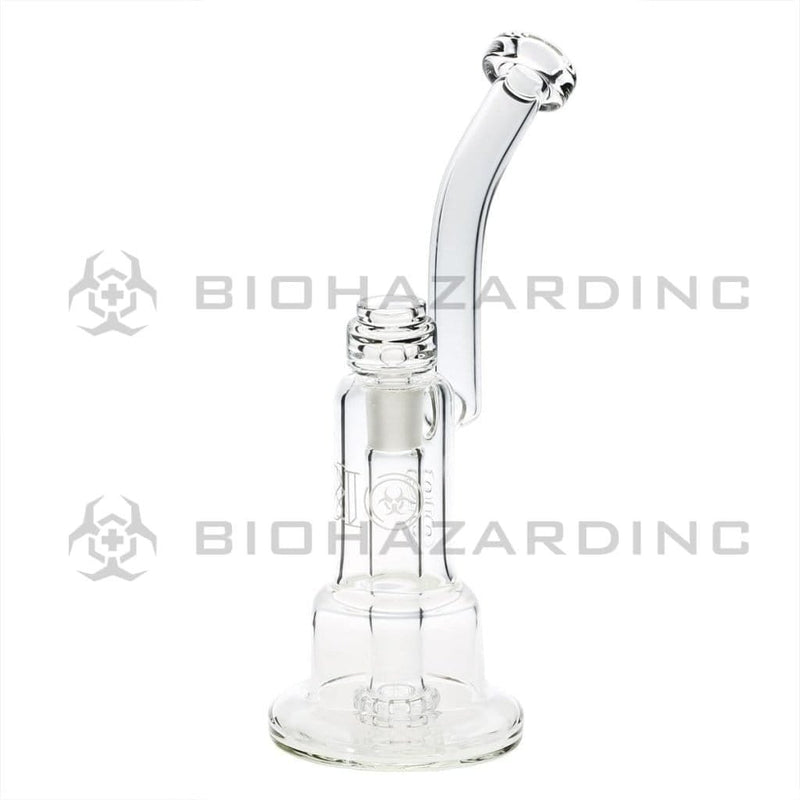 Bio Glass Glass Dab Rig 12" Inverted Twin Showerhead Bubbler 19mm - Clear With Gold Logo