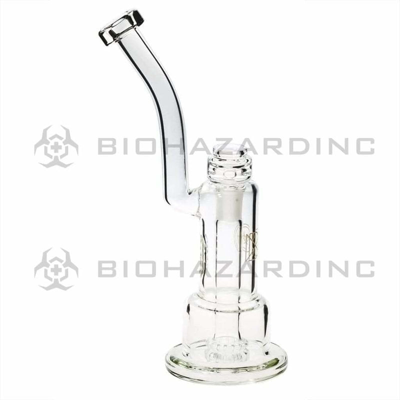 Bio Glass Glass Dab Rig 12" Inverted Twin Showerhead Bubbler 19mm - Clear With Gold Logo