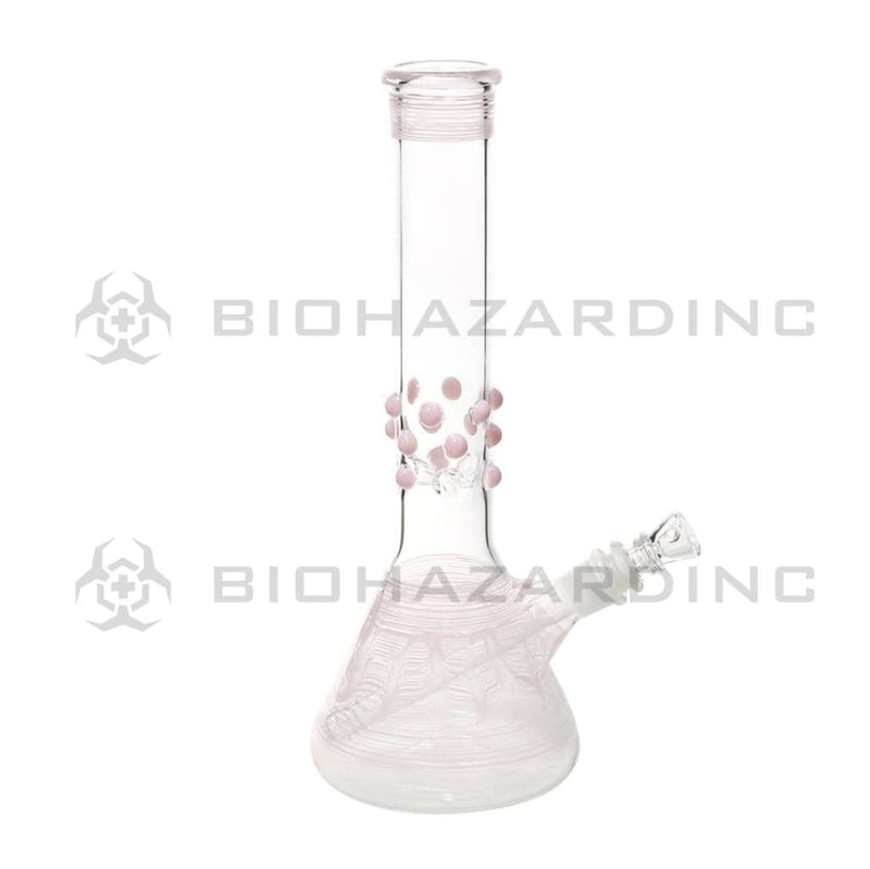 Biohazard Inc Glass Bong 12" Pink Wrap & Rake with Marbles Beaker Waterpipe