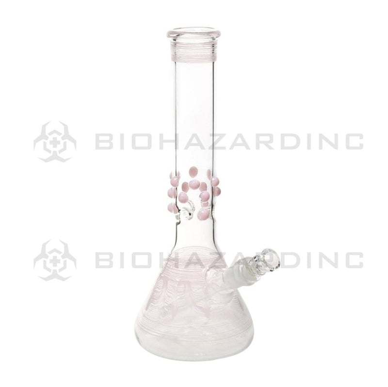 Biohazard Inc Glass Bong 12" Pink Wrap & Rake with Marbles Beaker Waterpipe