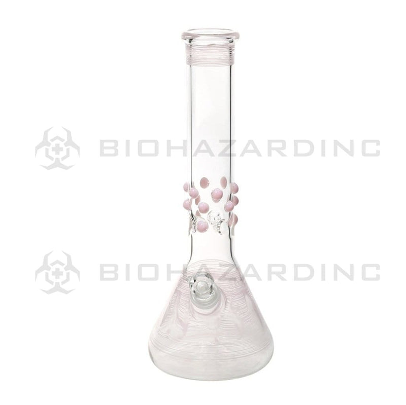 Biohazard Inc Glass Bong 12" Pink Wrap & Rake with Marbles Beaker Waterpipe