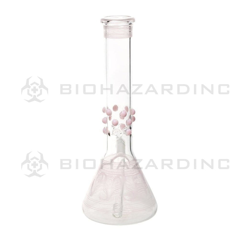 Biohazard Inc Glass Bong 12" Pink Wrap & Rake with Marbles Beaker Waterpipe