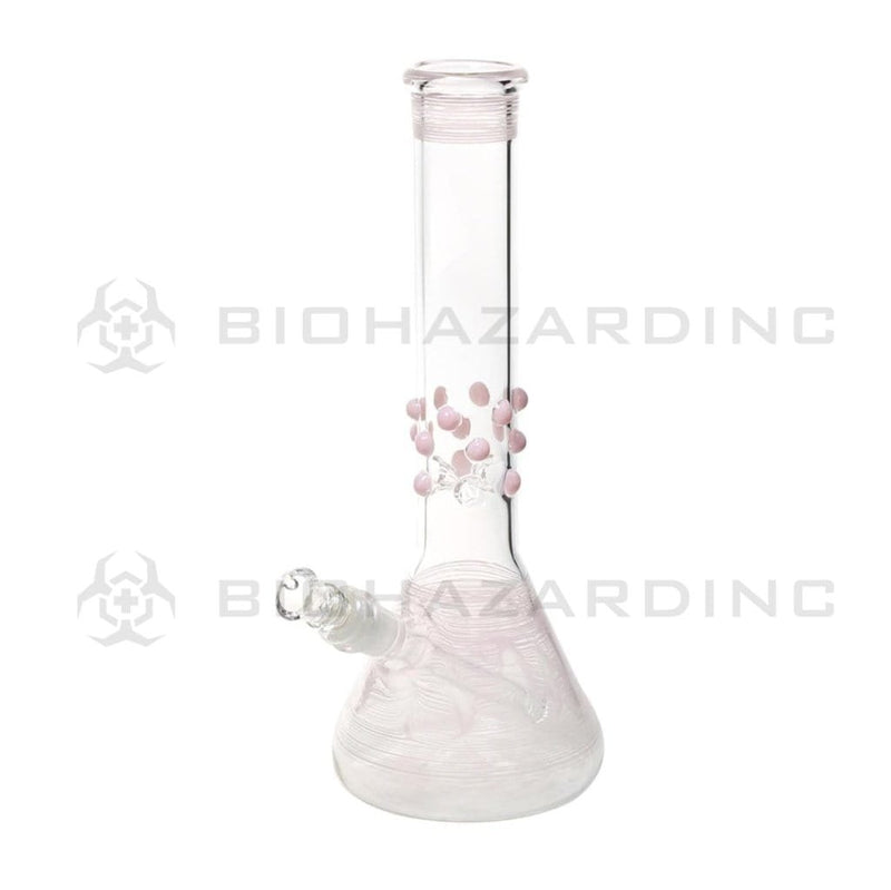 Biohazard Inc Glass Bong 12" Pink Wrap & Rake with Marbles Beaker Waterpipe