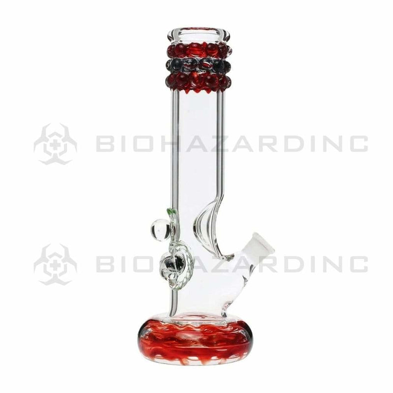 Biohazard Inc Glass Bong 12" Red Rake Hollowfoot w/ Marbles