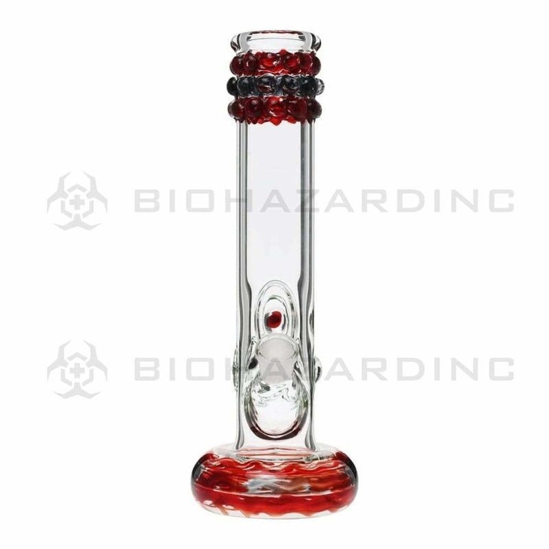 Biohazard Inc Glass Bong 12" Red Rake Hollowfoot w/ Marbles