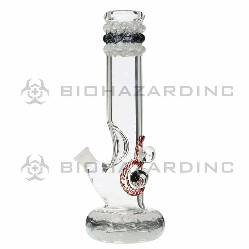 Biohazard Inc Glass Bong 12" White Rake Hollowfoot w/ Marbles