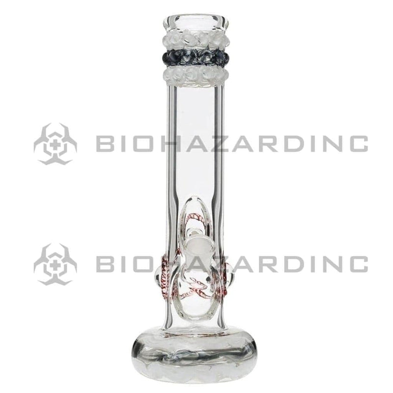 Biohazard Inc Glass Bong 12" White Rake Hollowfoot w/ Marbles