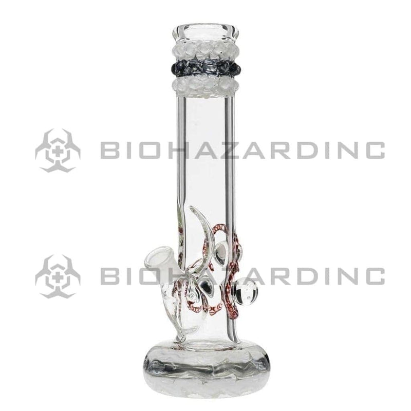 Biohazard Inc Glass Bong 12" White Rake Hollowfoot w/ Marbles