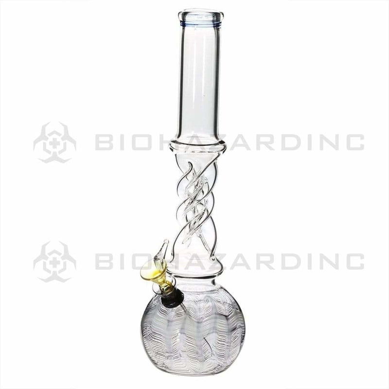 Biohazard Inc Glass Bong 12" Wrap & Rake Black Twist Waterpipe w/ Slider Bowl - 38mm x 4mm