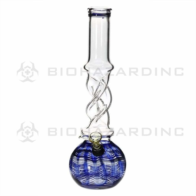 Biohazard Inc Glass Bong 12" Wrap & Rake Twist Waterpipe w/ Slider Bowl - 38mm x 4mm