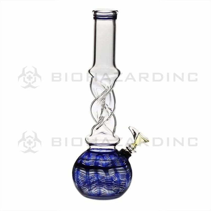 Biohazard Inc Glass Bong 12" Wrap & Rake Twist Waterpipe w/ Slider Bowl - 38mm x 4mm