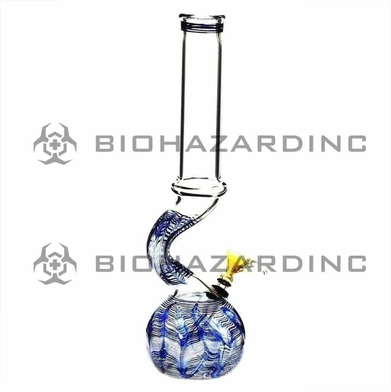 Biohazard Inc Glass Bong 13" 38mm Bend Water Pipe w/ Slide - Blue Rake